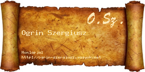 Ogrin Szergiusz névjegykártya